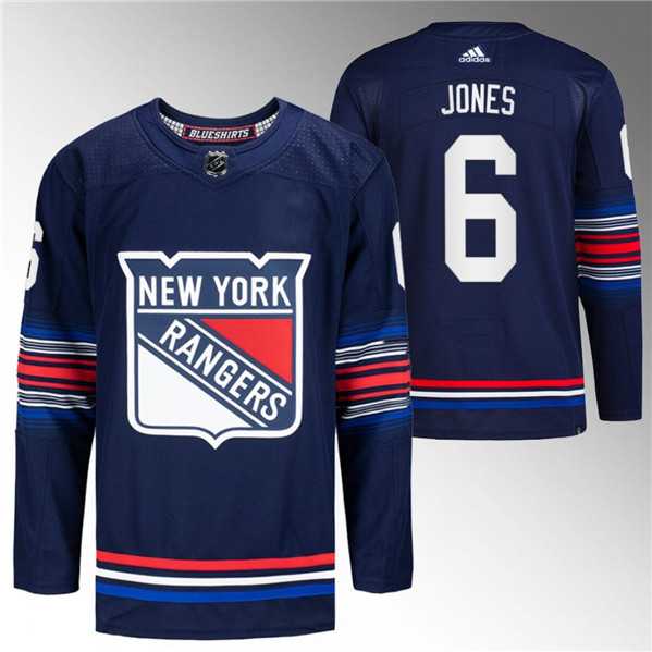 Mens New York Rangers #6 Zac Jones Navy Stitched Jersey Dzhi->->NHL Jersey